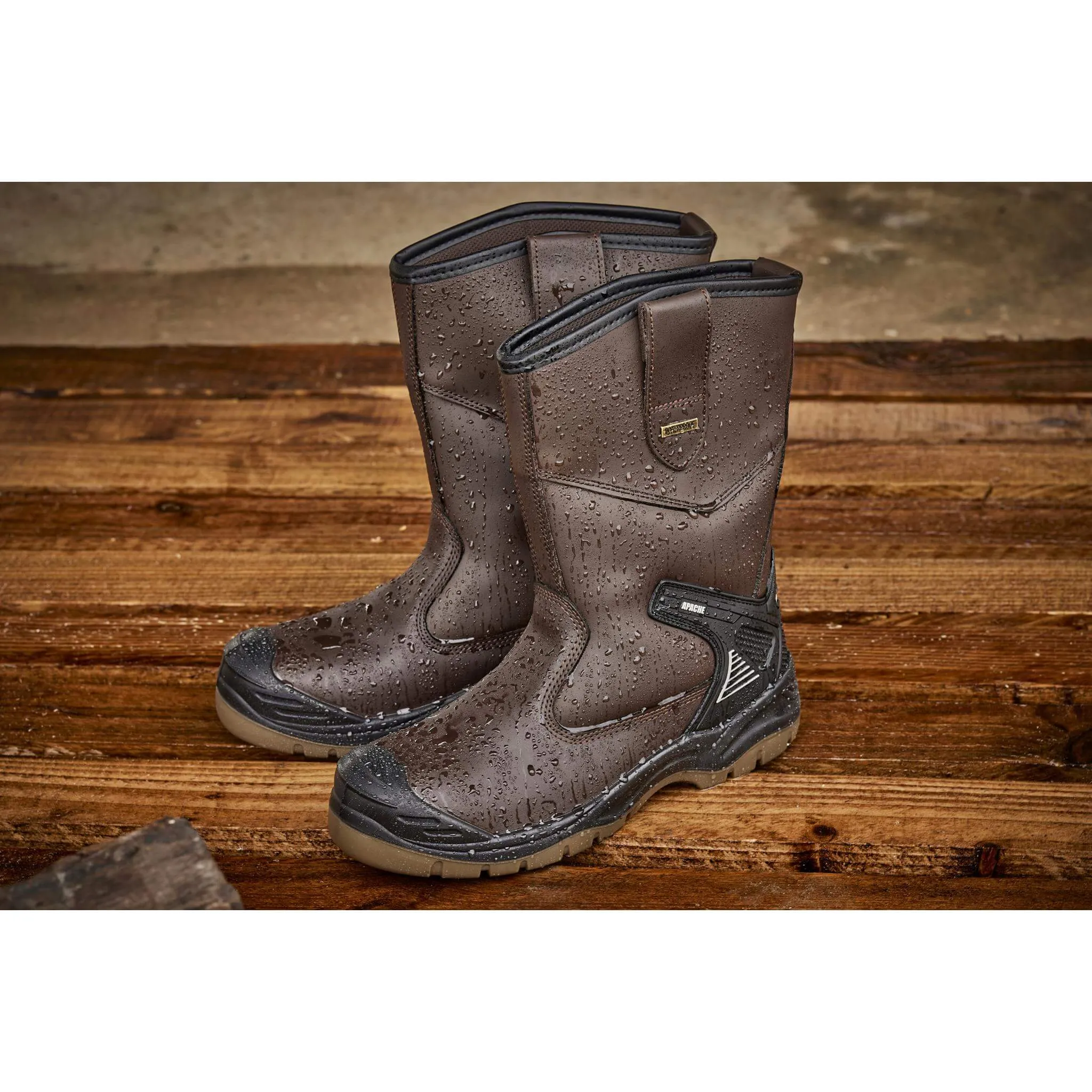 Apache AP305 Brown Waterproof Safety Rigger Boots