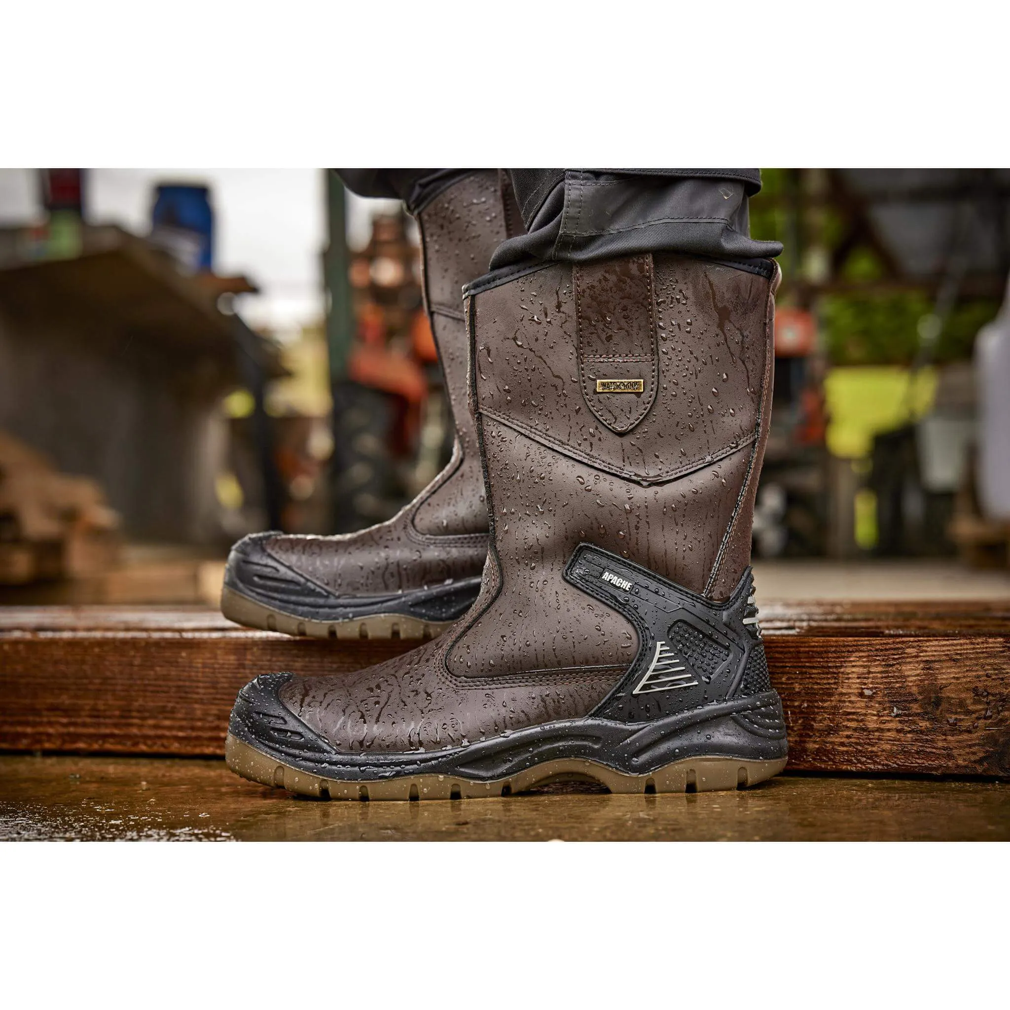 Apache AP305 Brown Waterproof Safety Rigger Boots