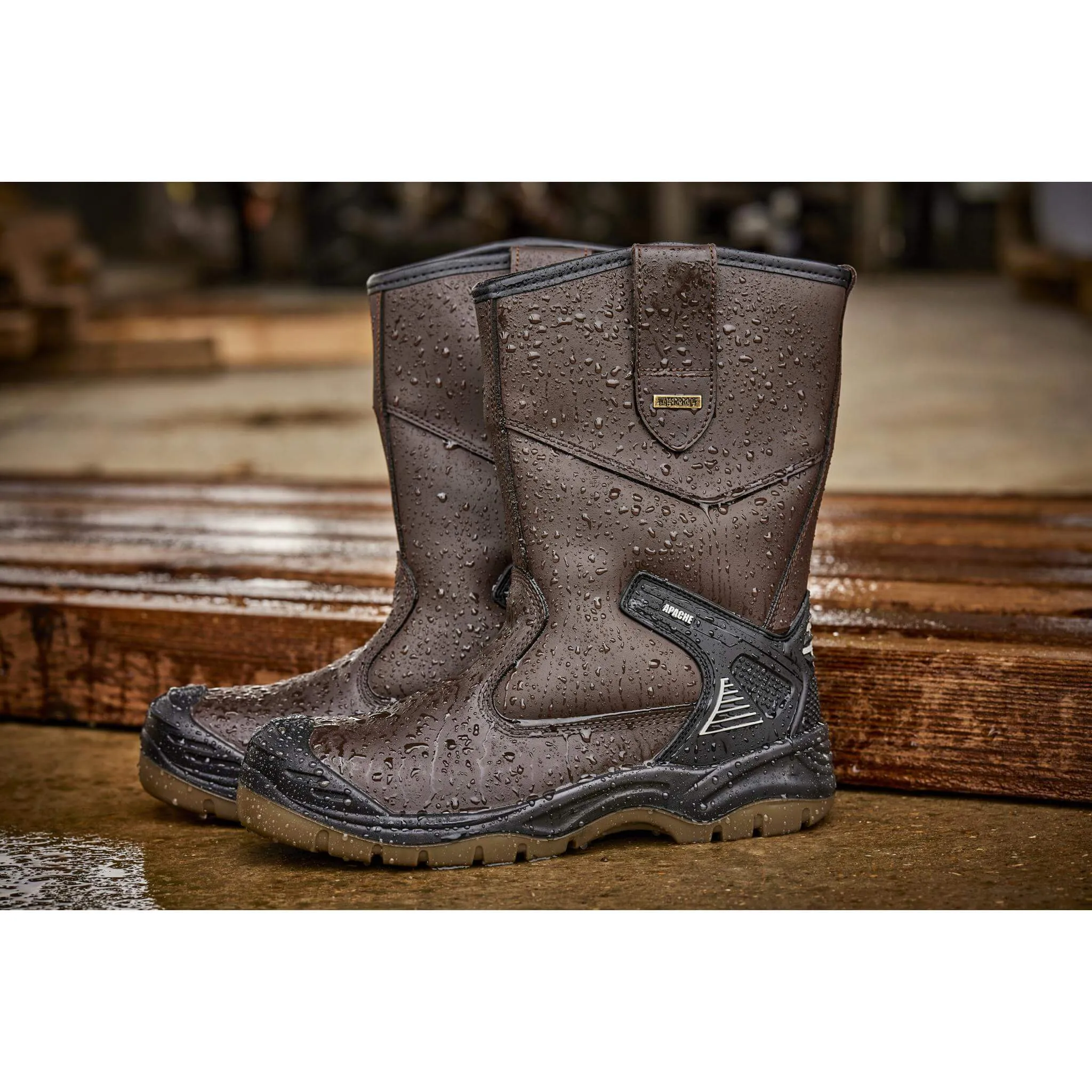 Apache AP305 Brown Waterproof Safety Rigger Boots