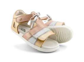 Bobux Step Up Mirror Sandal (Pale Gold   Rose Gold Stripe)