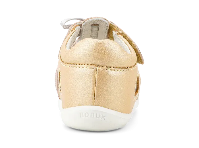 Bobux Step Up Mirror Sandal (Pale Gold   Rose Gold Stripe)