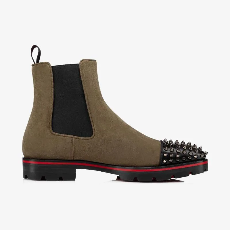Brown Spiked Toe Calfskin Boot