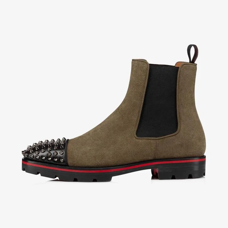 Brown Spiked Toe Calfskin Boot
