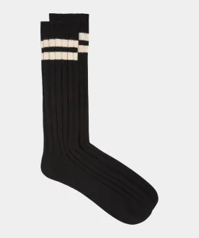 Cashmere Striped Socks in Black