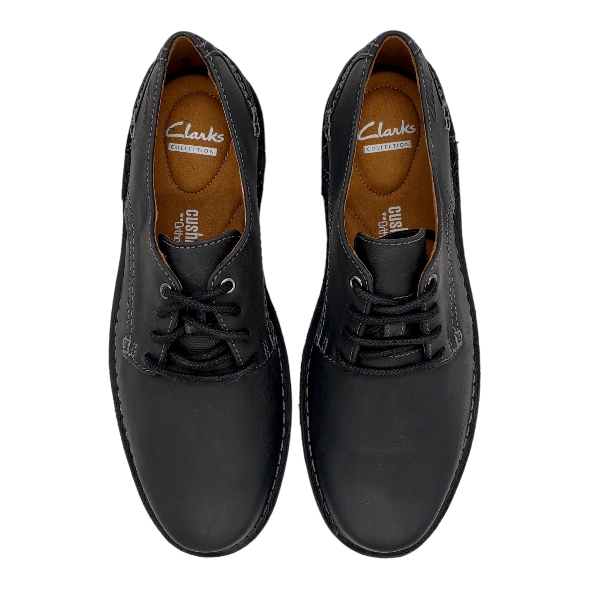 Clarks Black Leather Cushioned Shoes