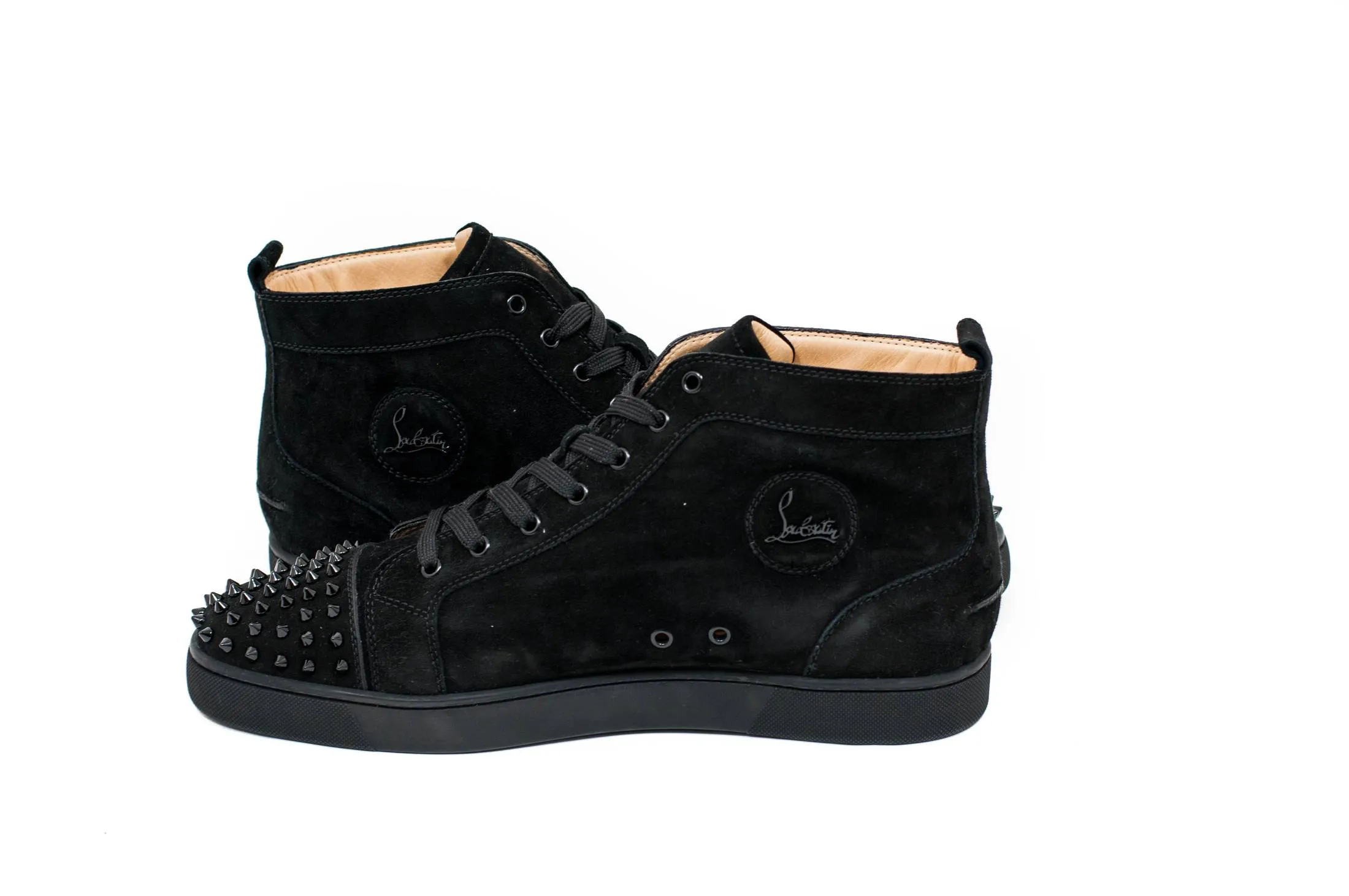Lou Flat Suede Black Spikes