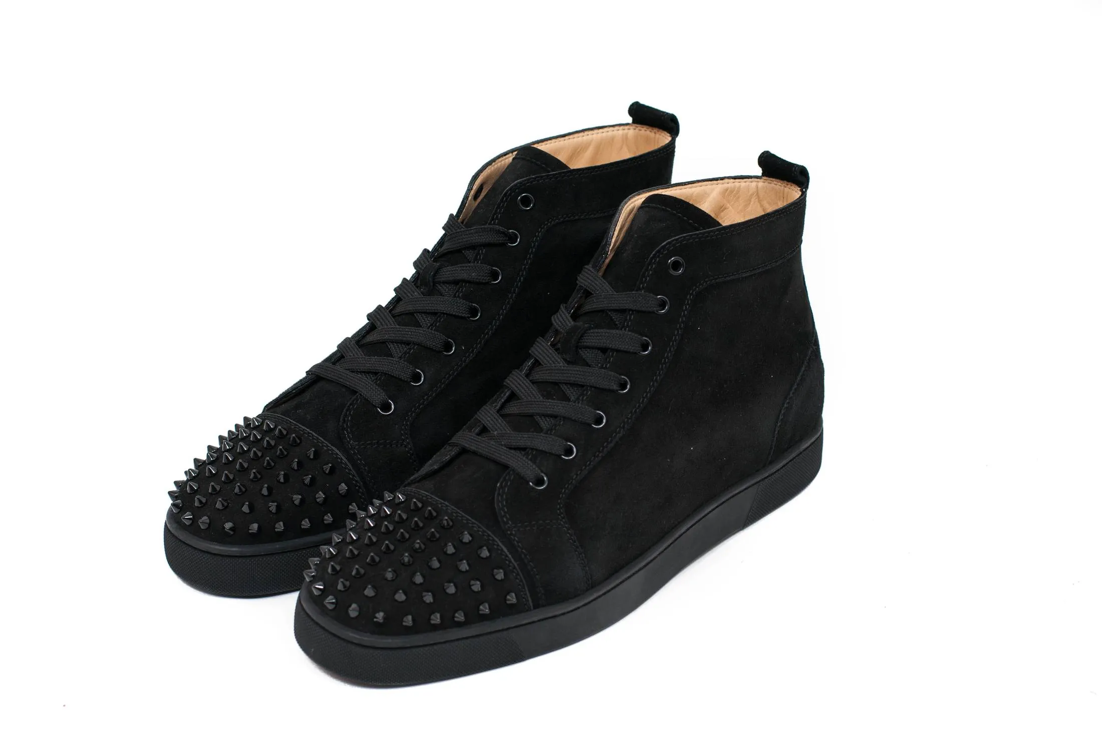 Lou Flat Suede Black Spikes