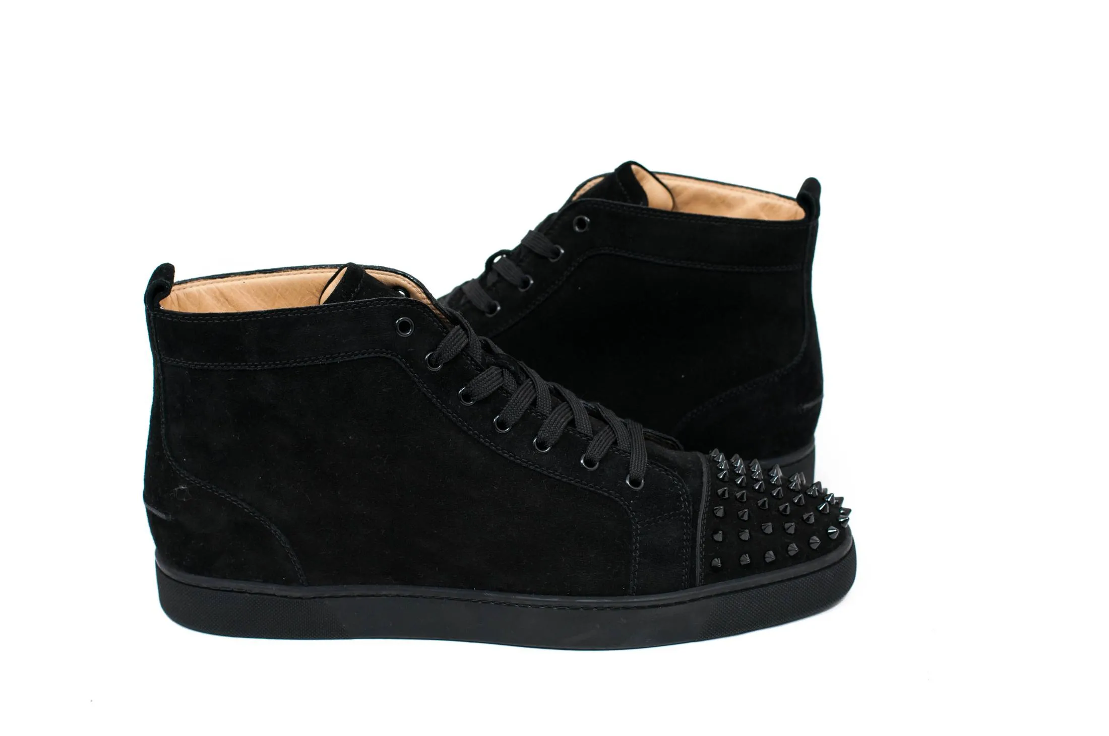 Lou Flat Suede Black Spikes