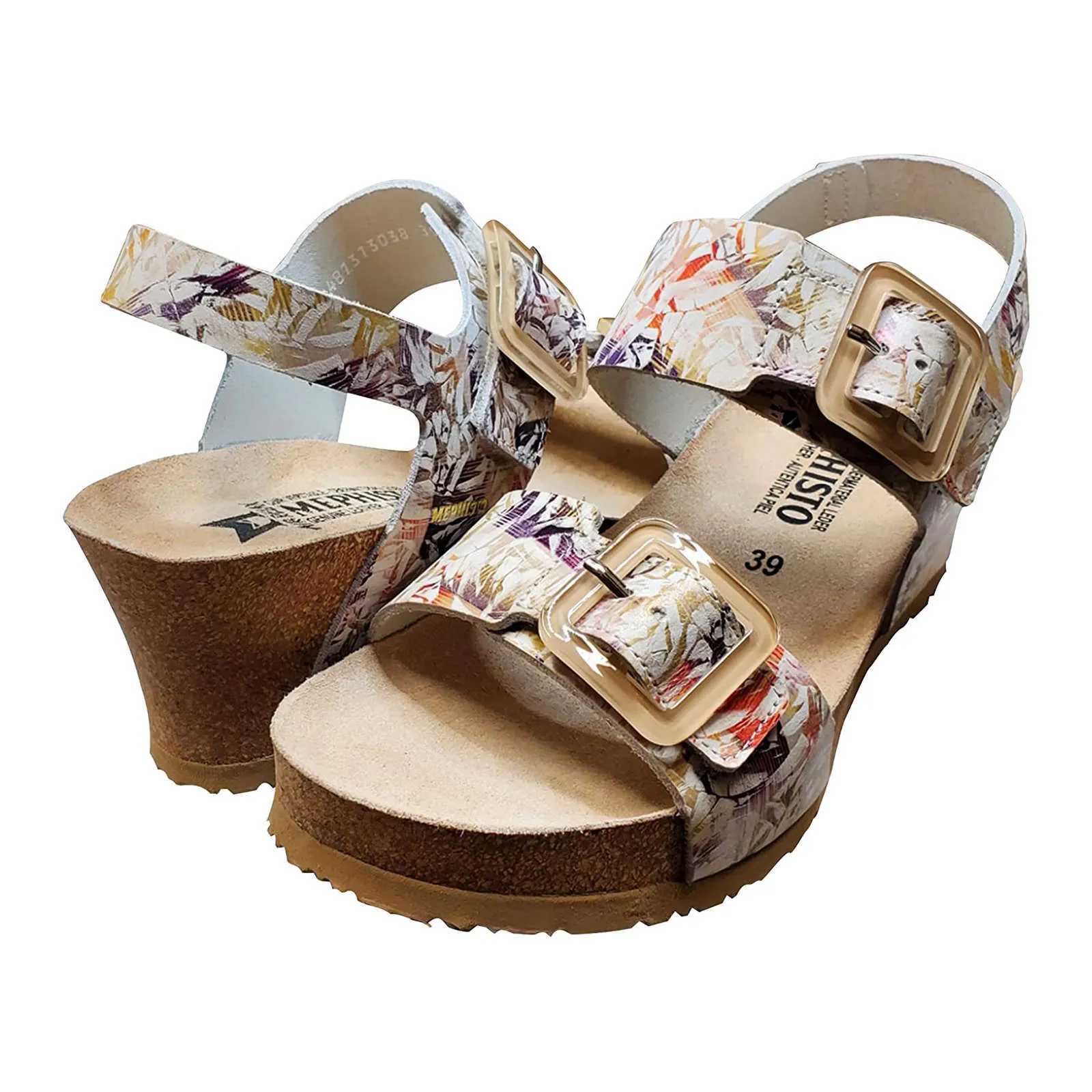 Mephisto Lissia Printed Leather Women's Wedge Sandals