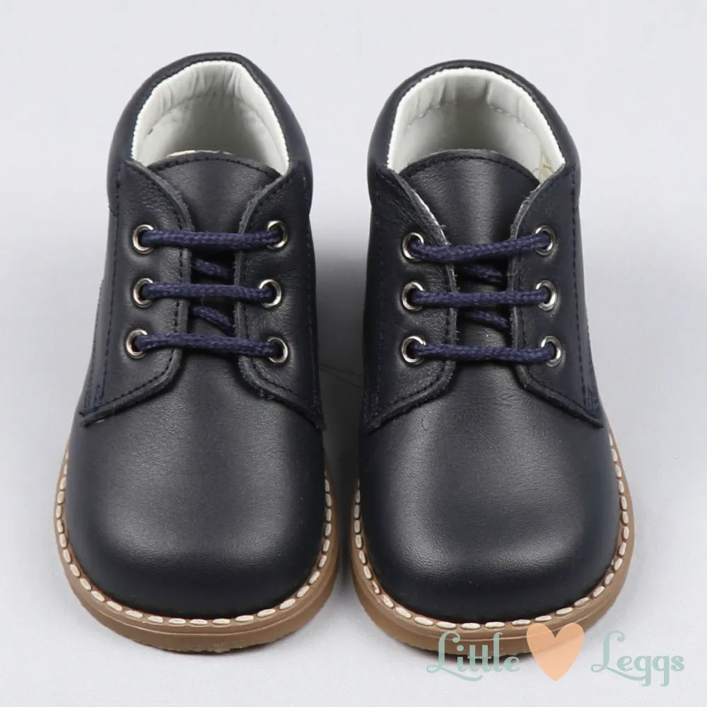 Navy Leather Ankle Boots