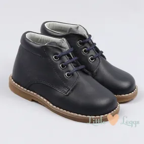 Navy Leather Ankle Boots