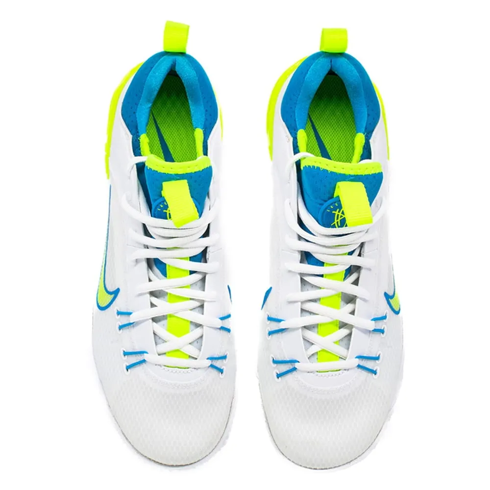 Nike Huarache 9 Elite Turf Lax SE White/Blue/Volt Lacrosse Cleats