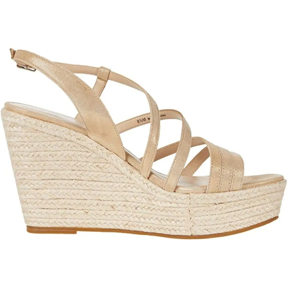 Ritter Shimmer PLatinum Gold Suede Pelle Moda Wedge Sandals