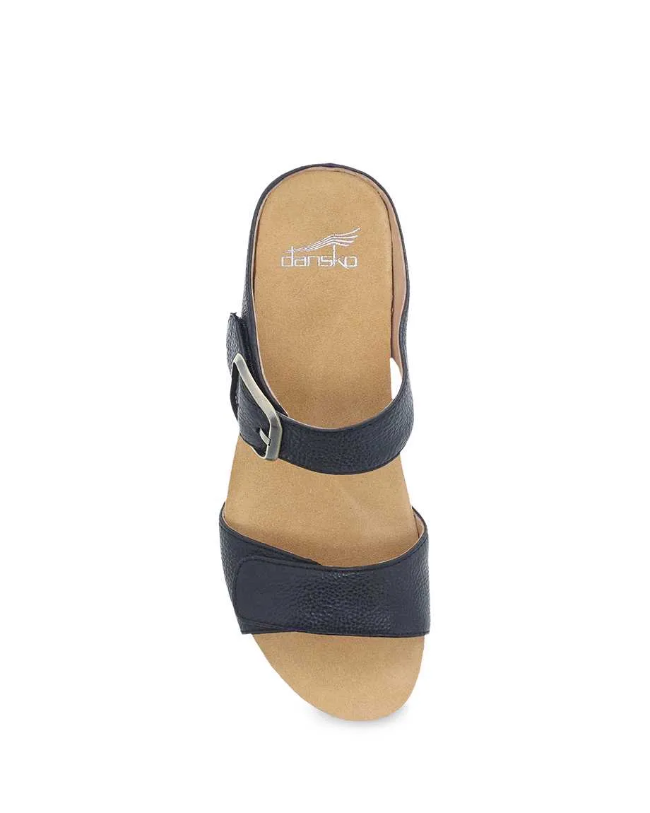 Tanya Burnished Adjustable Sandal in Black