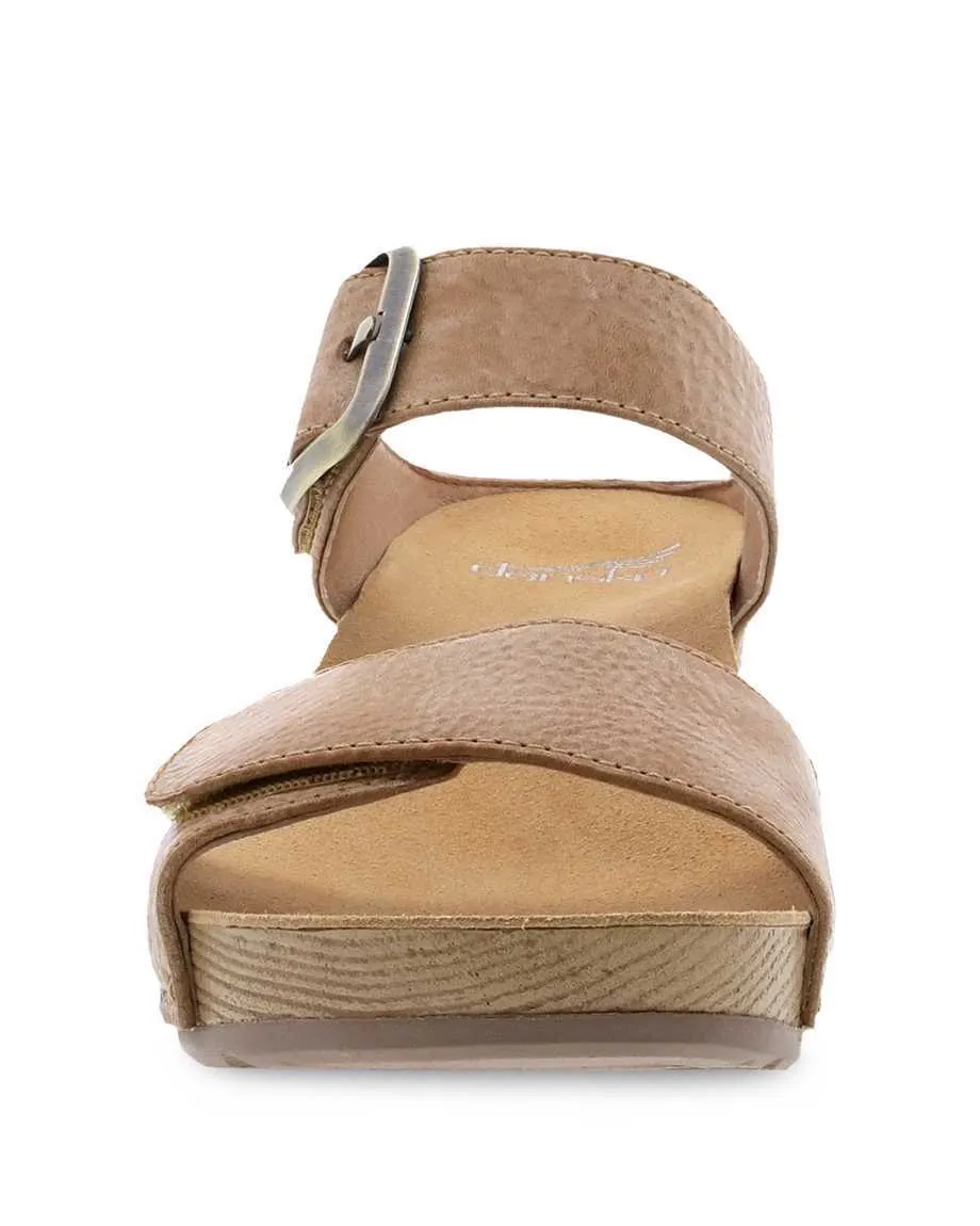 Tanya Burnished Adjustable Sandal in Tan